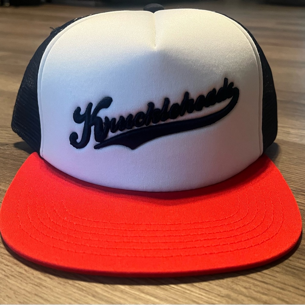 Red and Black Trucker Hat with Snapback Closure